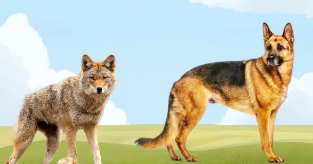 tail shape and position in german shepherd and coyote